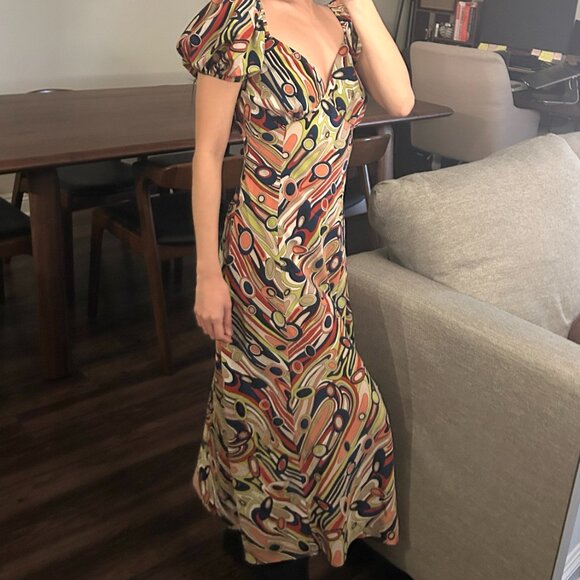 Moon River Marble Print Midi Dress - Picture 3 of 6